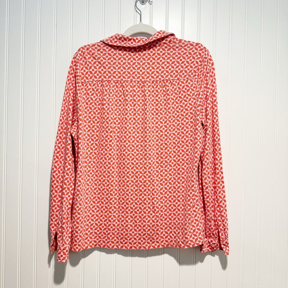Boden Geometric Button Up Top Pink Orange Size 14 - Picture 5 of 5